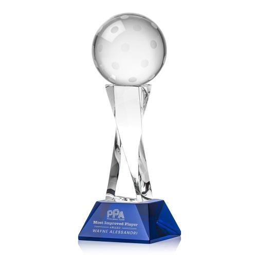 Recognition Awards - Crystal Awards - Pickleball Award on Langport Base - Blue