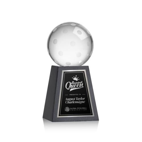 Recognition Awards - Crystal Awards - Pickleball Award on Tall Marble Base