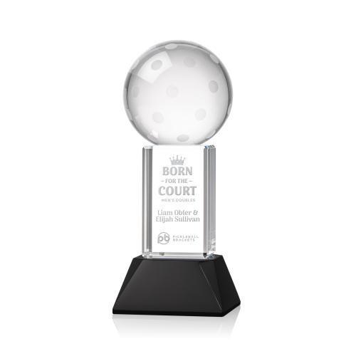 Recognition Awards - Crystal Awards - Pickleball Award on Stowe Base - Black