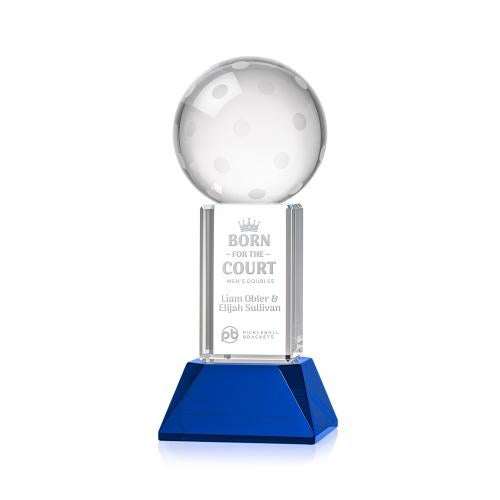 Recognition Awards - Crystal Awards - Pickleball Award on Stowe Base - Blue