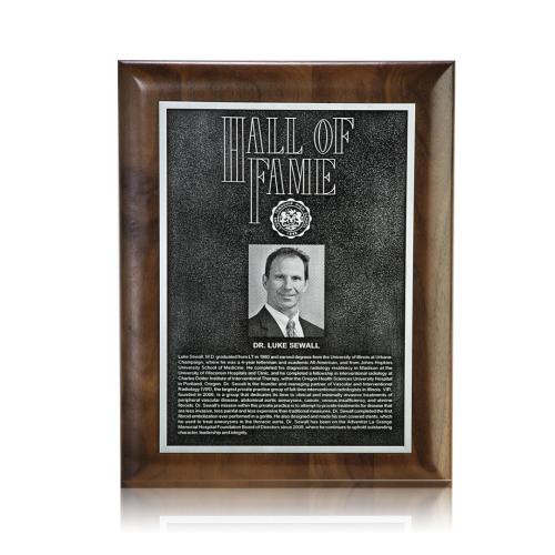 Double Etch Plaq - Walnut Rolled Edge Plaque Awards - Retirement Plaques - Double Etch Plaq - Walnut Rolled Edge