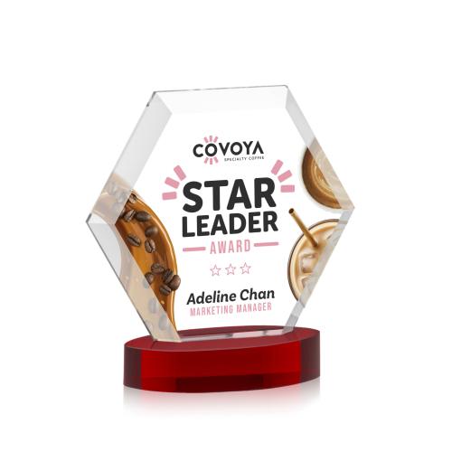 Recognition Awards - Crystal Awards - Barnett VividPrint&trade; Award on Alberton Base - Red