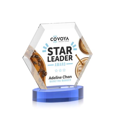 Recognition Awards - Crystal Awards - Barnett VividPrint&trade; Award on Alberton Base - Sky Blue