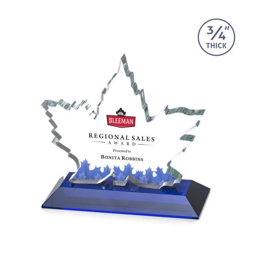 Recognition Awards - Crystal Awards - Maple Leaf VividPrint&trade; Award - Blue