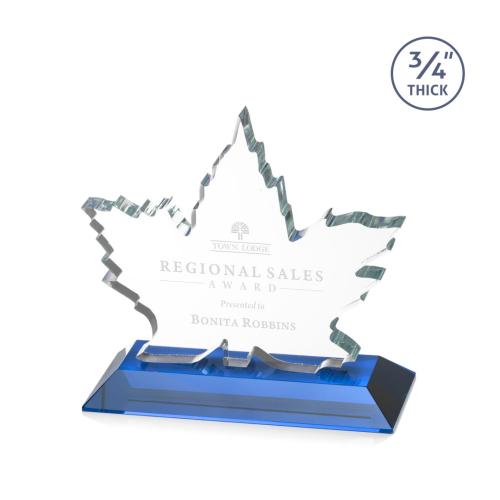 Recognition Awards - Crystal Awards - Maple Leaf Award - Sky Blue