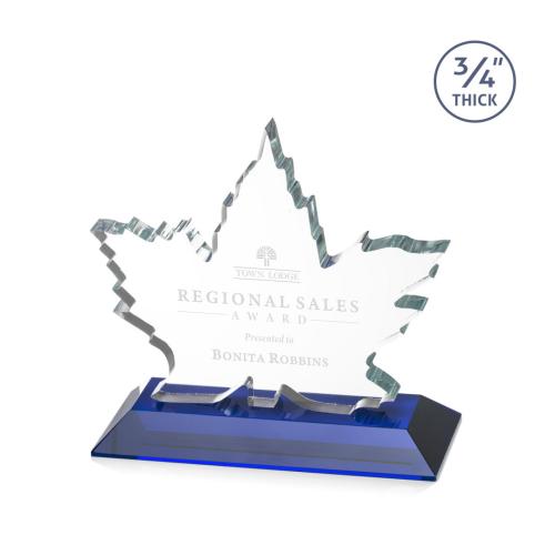 Recognition Awards - Crystal Awards - Maple Leaf Award - Blue 