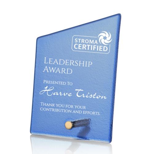 Recognition Awards - Glass Awards - Atchison Blue Slant Award - Gold