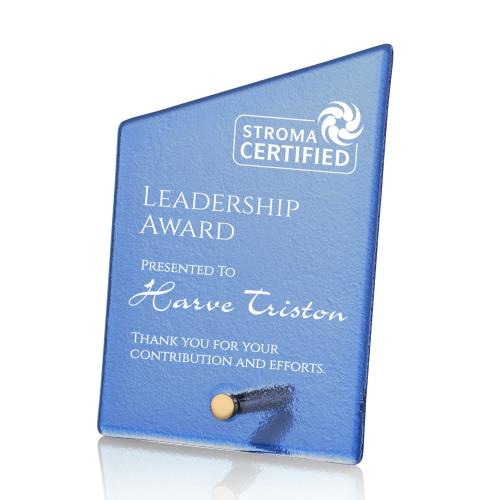 Recognition Awards - Glass Awards - Atchison Blue Slant Award - Gold