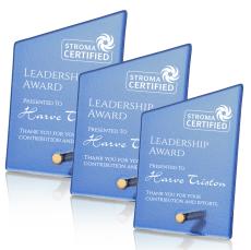 Atchison Blue Slant Award - Gold - Glass Awards