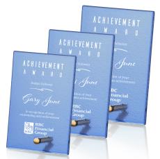 Atchison Blue Rectangle Award - Gold - Glass Awards