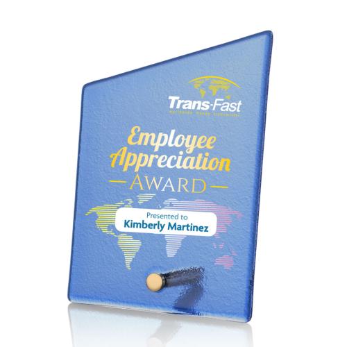 Recognition Awards - Glass Awards - Atchison Blue Slant VividPrint&trade; Award - Gold