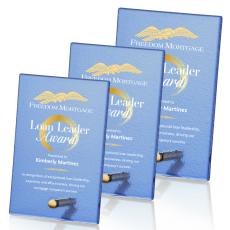 Atchison Blue Rectangle VividPrint Award - Gold - Metal & Glass Awards