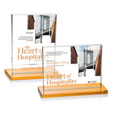 Emperor VividPrint Award - Amber (Horiz) - Yellow Crystal Awards