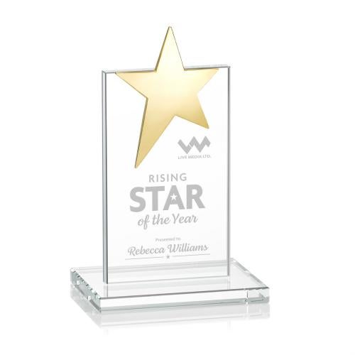 Recognition Awards - Crystal Awards - Bryanston Gold Star Award - Clear