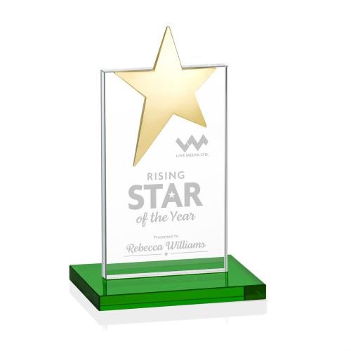 Recognition Awards - Crystal Awards - Bryanston Gold Star Award - Green