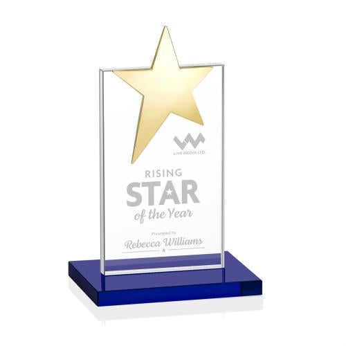 Recognition Awards - Crystal Awards - Bryanston Gold Star Award - Blue