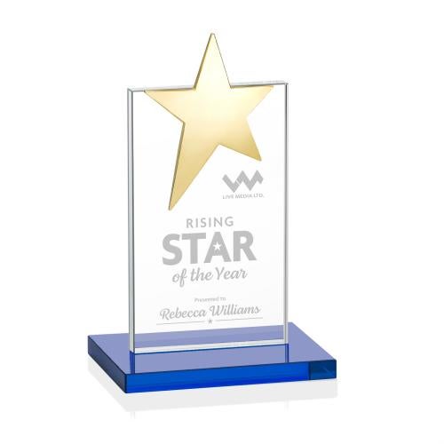 Recognition Awards - Crystal Awards - Bryanston Gold Star Award - Sky Blue