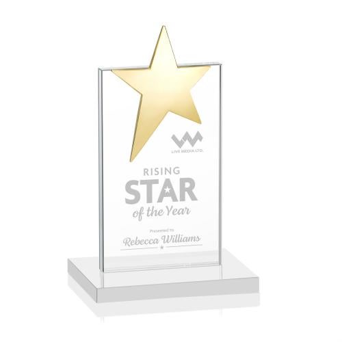Recognition Awards - Crystal Awards - Bryanston Gold Star Award - White