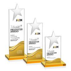 Bryanston Chrome Star VividPrint Award - Amber - Crystal Pillar Awards