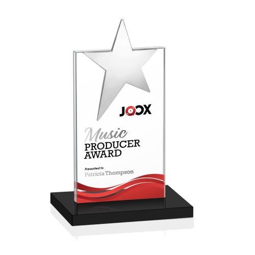 Recognition Awards - Crystal Awards - Bryanston Chrome Star VividPrint&trade; Award - Black