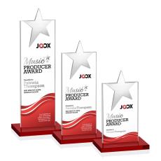 Bryanston Chrome Star VividPrint Award - Red - Crystal Pillar Awards