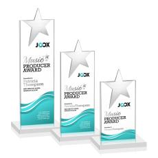 Bryanston Chrome Star VividPrint Award - White - Crystal Pillar Awards