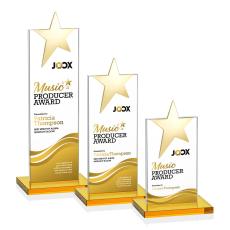Bryanston Gold Star VividPrint Award - Amber - Yellow Crystal Awards