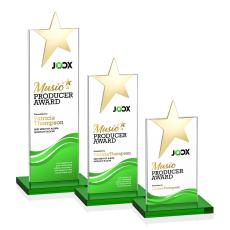 Bryanston Gold Star VividPrint Award - Green - Crystal Pillar Awards