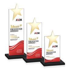Bryanston Gold Star VividPrint Award - Black - Crystal Pillar Awards