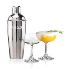 Catania Shaker & Mauritius Cocktail Set - Martini Glasses