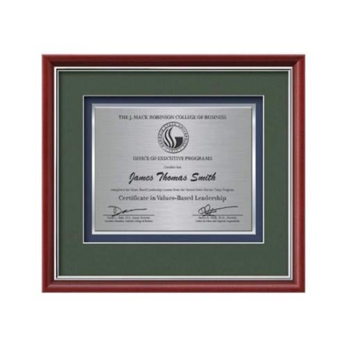 Plaque Awards - Framed Awards & Plaques - Baron Certificate TexEtch - Mahogany/Silver
