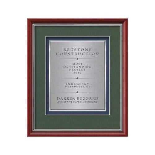 Plaque Awards - Framed Awards & Plaques - Baron Certificate TexEtch - Mahogany/Silver