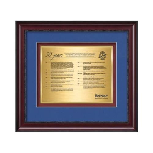 Plaque Awards - Framed Awards & Plaques - Caprera Certificate TexEtch - Mahogany