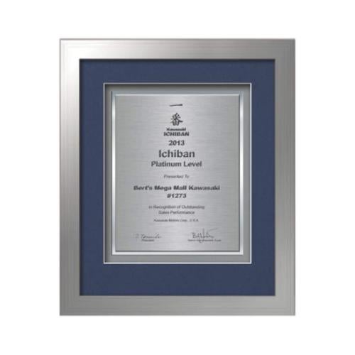Plaque Awards - Certificate Frames - Eldridge Certificate TexEtch - Silver