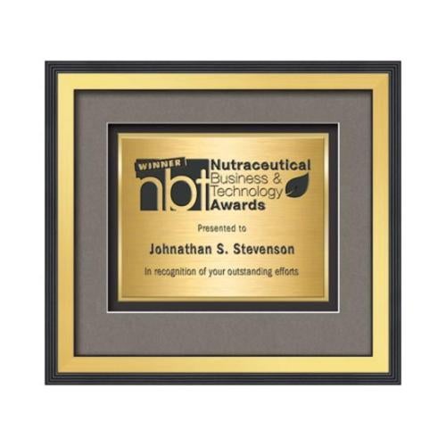 Plaque Awards - Framed Awards & Plaques - Jasper Certificate TexEtch Horiz - Gold