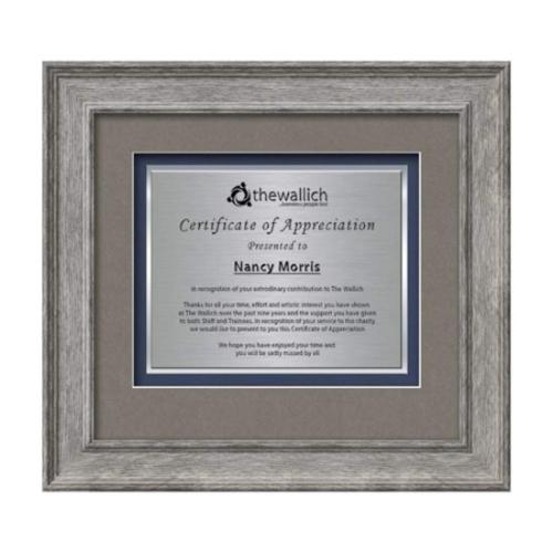 Plaque Awards - Framed Awards & Plaques - Calder Certificate TexEtch - Grey Oak