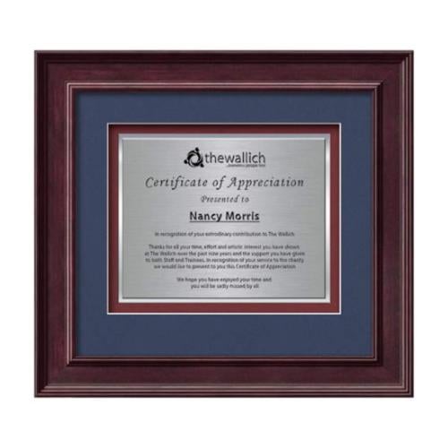 Plaque Awards - Framed Awards & Plaques - Calder Certificate TexEtch - Mahogany