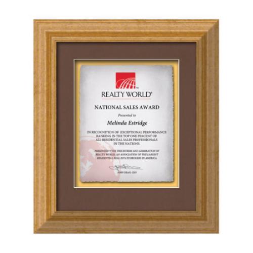 Plaque Awards - Framed Awards & Plaques - Terrene -  Antique Gold