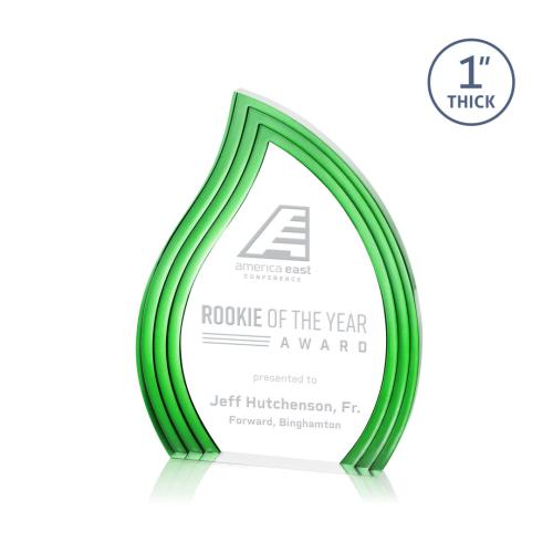 Recognition Awards - Acrylic Awards - Tidworth Blaze Award - Green