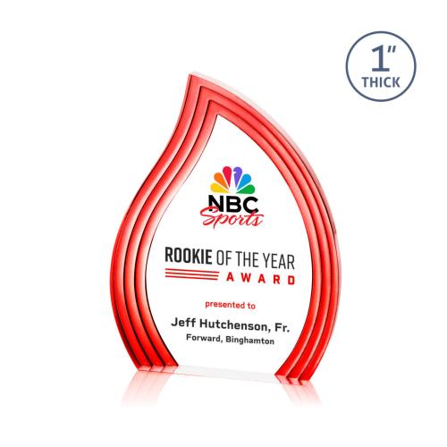 Recognition Awards - Acrylic Awards - Tidworth Blaze VividPrint&trade; Award - Red