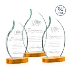 Croydon Flame Award on Alberton Base - Amber - Yellow Crystal Awards