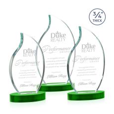 Croydon Flame Award on Alberton Base - Green - Crystal Awards