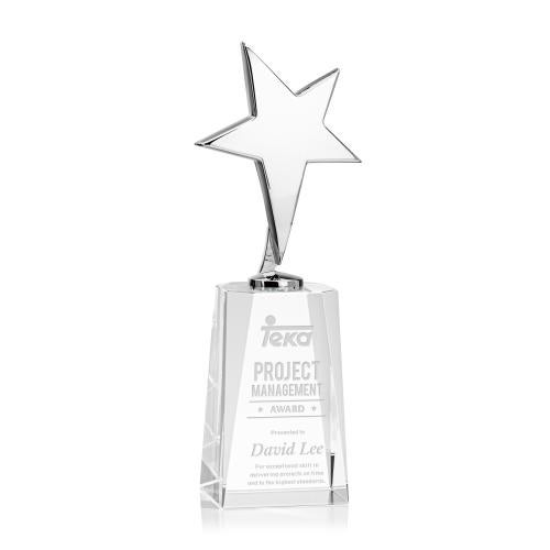 Recognition Awards - Crystal Awards - Tuscany Chrome Star on Cairns Base - Clear