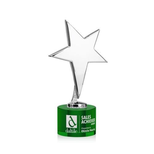 Recognition Awards - Metal Awards - Tuscany Chrome Star on Marvel Base - Green