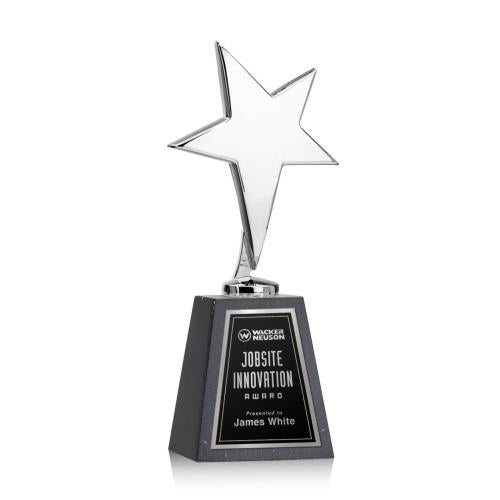 Recognition Awards - Metal Awards - Tuscany Chrome Star on Tall Marble Base - Black