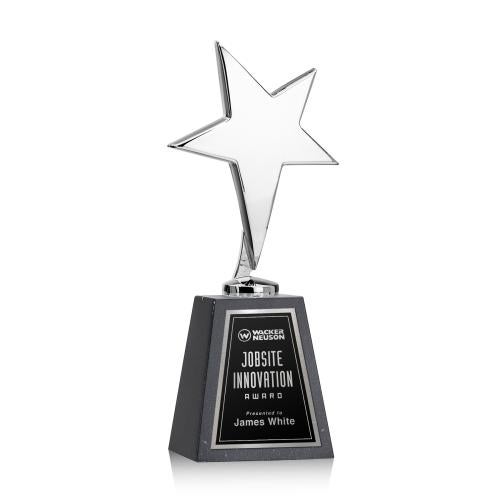 Recognition Awards - Metal Awards - Tuscany Chrome Star on Tall Marble Base - Black