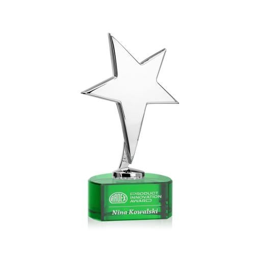 Recognition Awards - Metal Awards - Tuscany Chrome Star on Paragon Base - Green