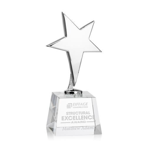 Recognition Awards - Metal Awards - Tuscany Chrome Star on Robson Base - Clear