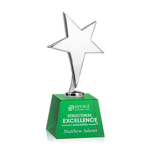 Recognition Awards - Metal Awards - Tuscany Chrome Star on Robson Base - Green