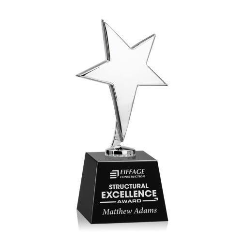 Recognition Awards - Metal Awards - Tuscany Chrome Star on Robson Base - Black